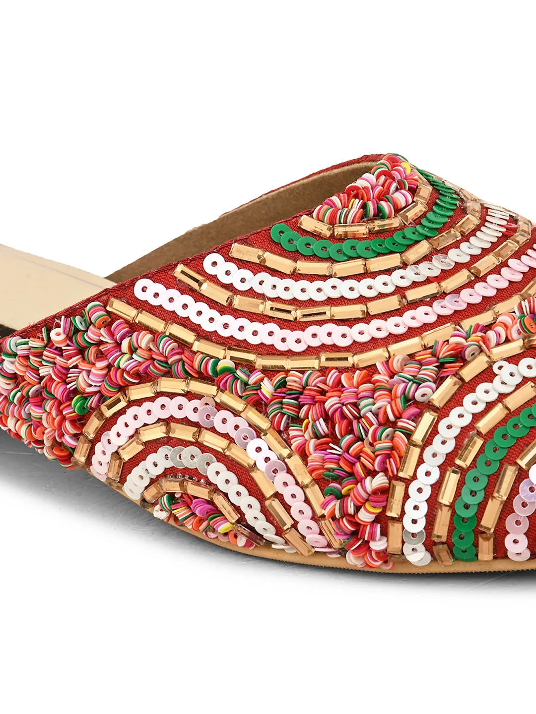 Pelle Albero Women's Maroon Handcrafted Mules Slip-On Sandals
